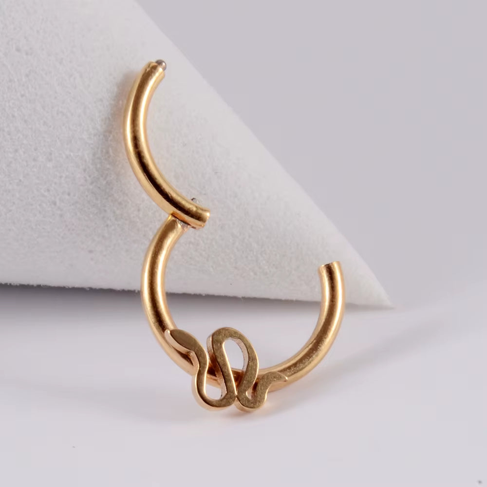 1PC 16G Surgical Steel Cartilage Earring Hoop Snake Shape Hinged Septum Nose Clicker Helix Tragus Earring Piercing