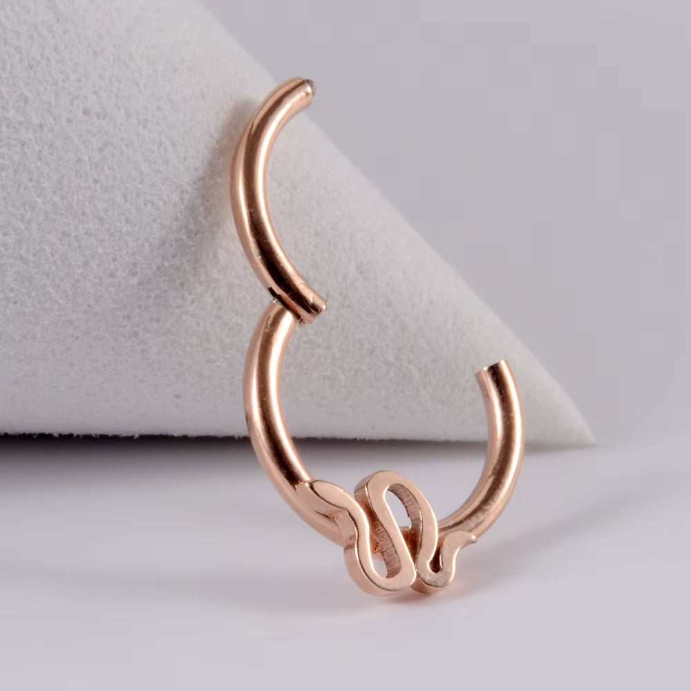 1PC 16G Surgical Steel Cartilage Earring Hoop Snake Shape Hinged Septum Nose Clicker Helix Tragus Earring Piercing