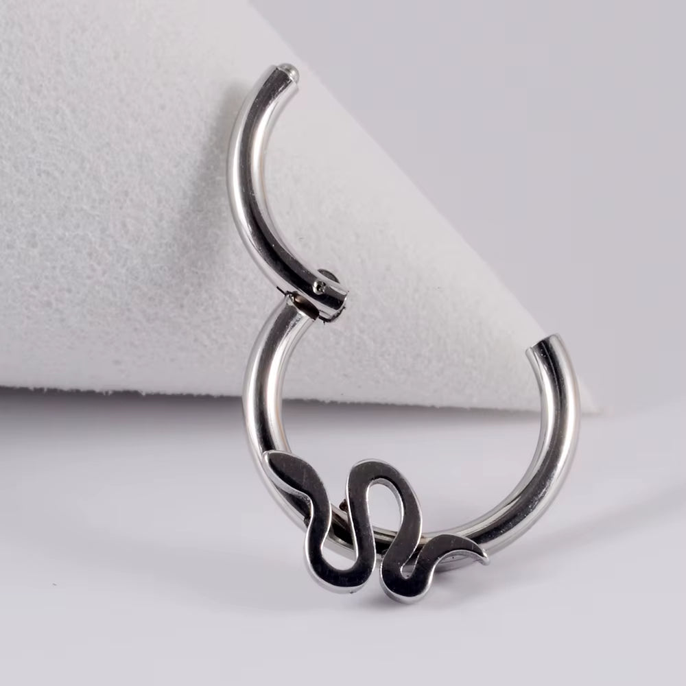 1PC 16G Surgical Steel Cartilage Earring Hoop Snake Shape Hinged Septum Nose Clicker Helix Tragus Earring Piercing