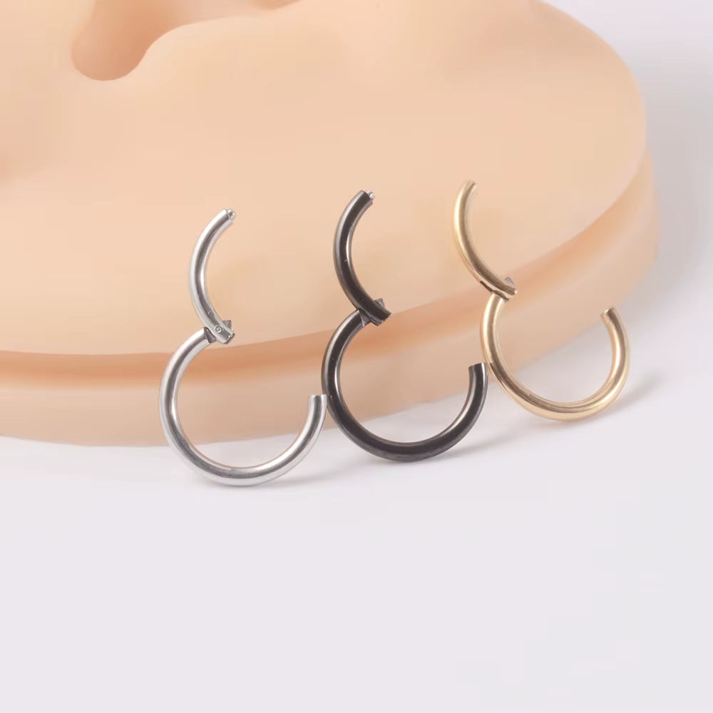 1PC 16G Surgical Steel Cartilage Earring Hoop Snake Shape Hinged Septum Nose Clicker Helix Tragus Earring Piercing