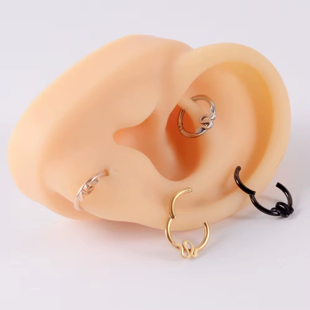 1PC 16G Surgical Steel Cartilage Earring Hoop Snake Shape Hinged Septum Nose Clicker Helix Tragus Earring Piercing